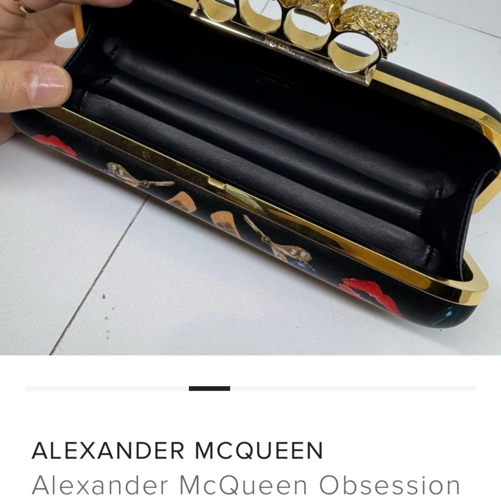 Designer Black Clutch with Gold Accents - Picture 6 of 11